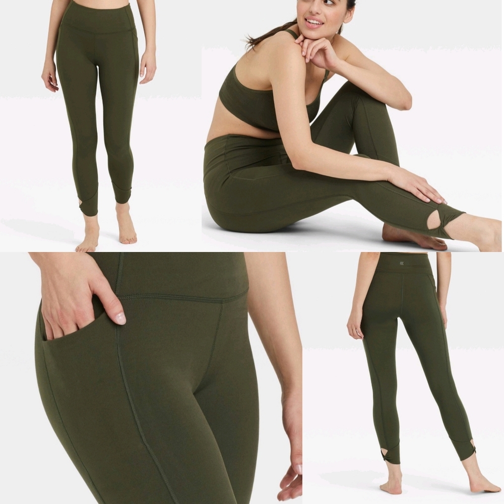 NWT All In Motion Simplocity Twist High Rise Leggings In Olive Green